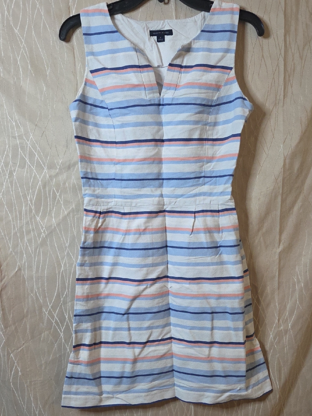 Tommy Hilfiger Sleeveless Striped Mini‎ Dress - Blue, Pink & White
